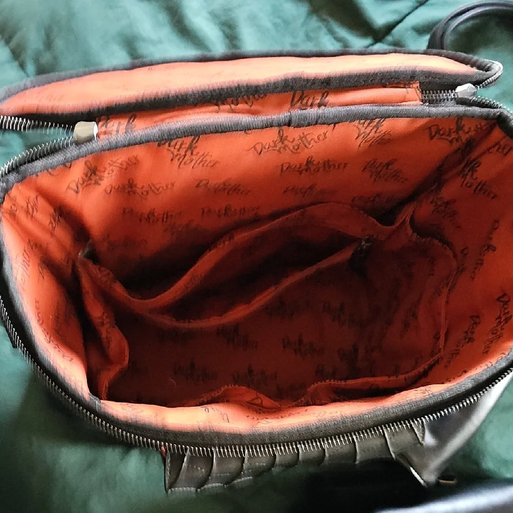 Black Bat-Themed Shoulder Bag Dark Mother Mama Batpack Full Size Diaper Bag - Picture 4 of 4